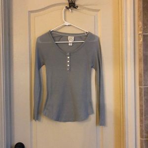 Macys Grey Henley Long Sleeve Top ( Xs )
